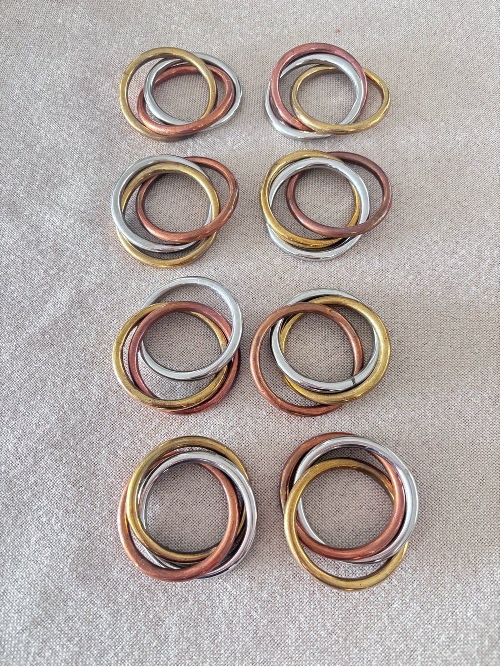 Vintage Trinity Tri-color Napkin Ring Set | 8